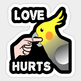 Love Hurts Cockatiel Male Parrot Biting Sticker